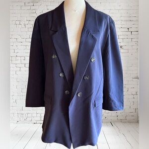 New York & Company Navy Double-Breasted Blazer EUC Size XL
